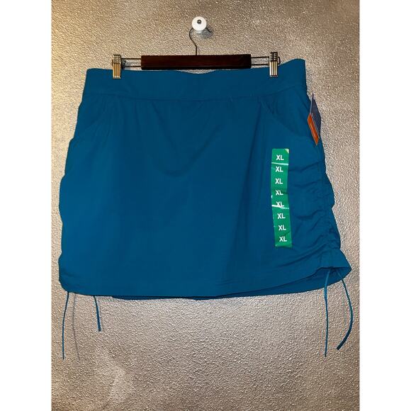 Columbia Skort XL Teal Blue Green Side Ruched Sporty Preppy Active Athletic NWT - Picture 1 of 7